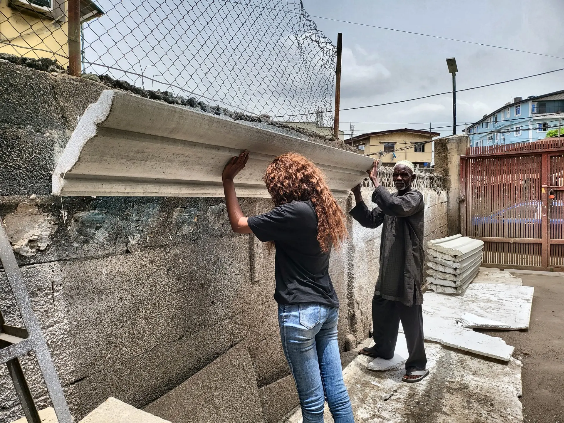 Architectural moulding at a worksite